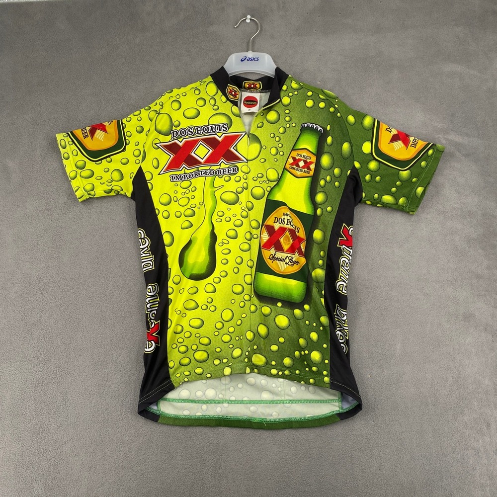 World Jerseys Dos Equis Beer Cycling Jersey Mens Medium Green Short Sleeve XX